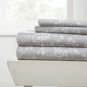 Rose Gray Patterned 4-Piece Sheet Set ienjoy home