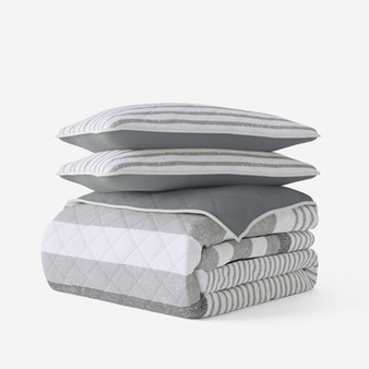 3-Piece Reversible Quilt Set with Shams in Summer Stripes ienjoy home