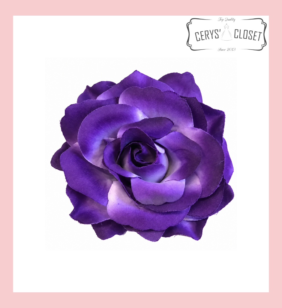 Dark purple vintage rose hair flower and brooch clip