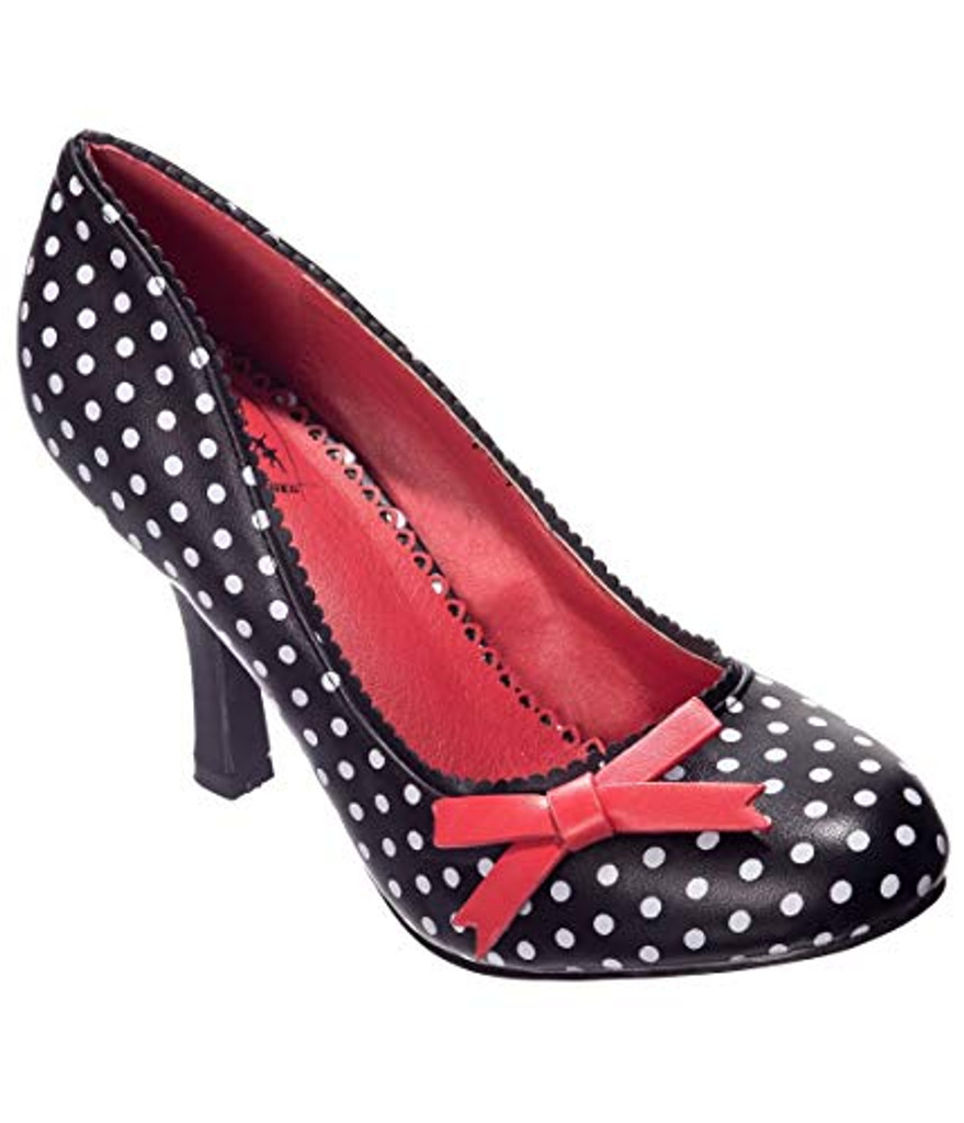 Black and White Vintage Inspired Polk Dot High Heel Stiletto Shoes