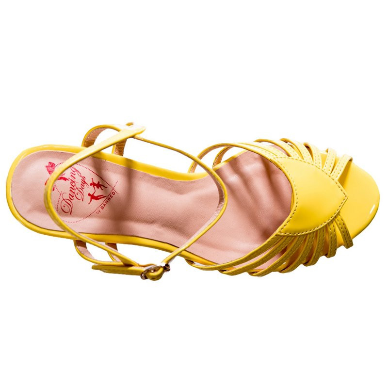 40s and 50s Vintage Inspired Peep Toe Sandals- Yellow
