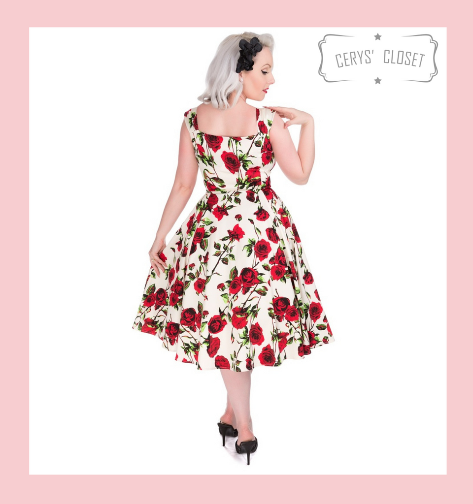 Vintage swing dress, flower crown, and Rago shapewear - TheEyreEffect