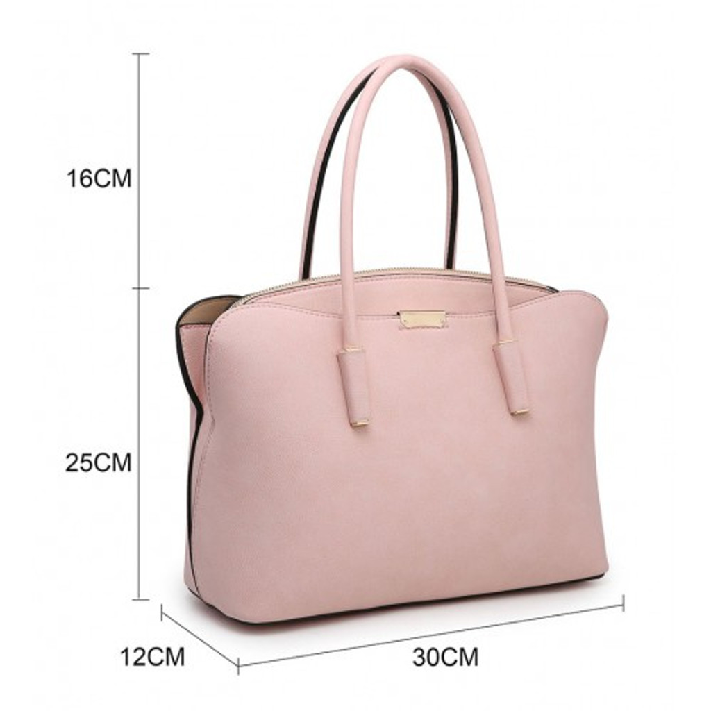 Double Handle Soft Touch Handbag with Detachable Shoulder Strap - Grey