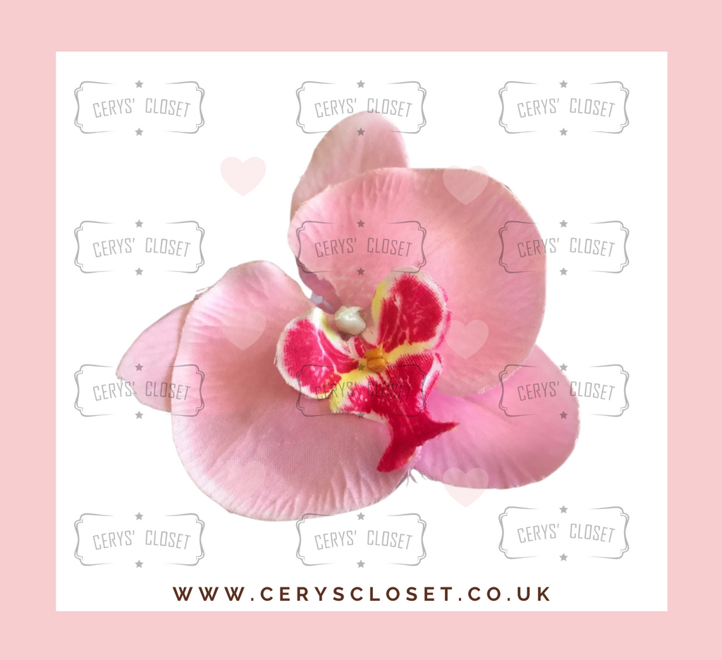 Single Flower Hair Orchid with Crocodile Clip - Light Pink