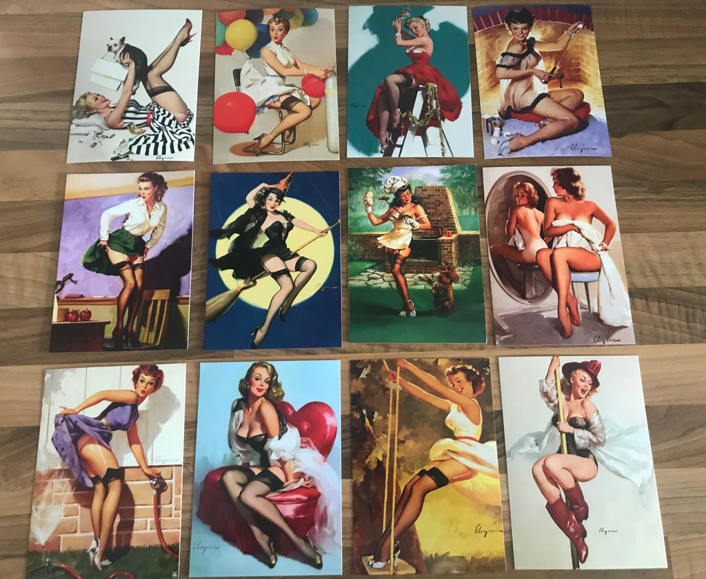 12 x Gil Elvgren Pinup A6 High Gloss Pictures 
