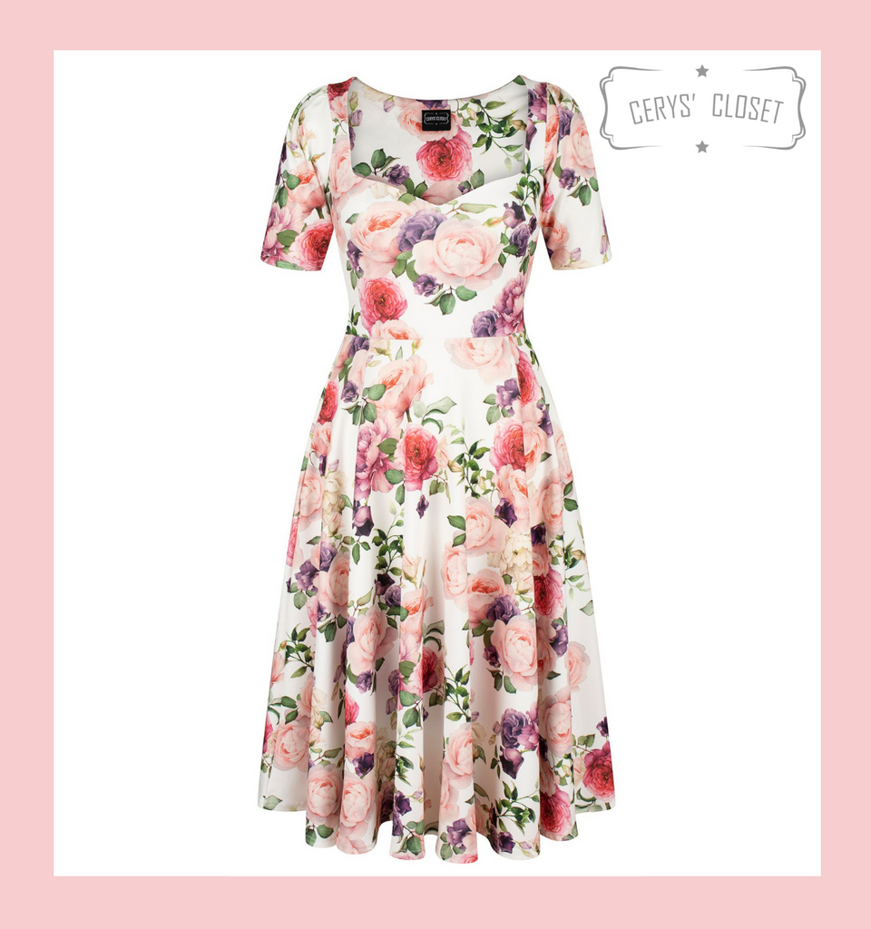 LIMITED EDITION PRINT 50s Vintage Inspired Vera Sweet Heart Swing Dress by Cerys' Closet in Floral