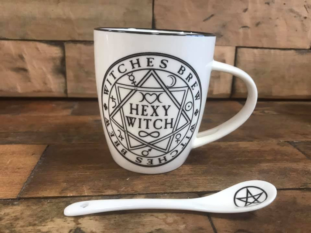 Mug and Spoon Set - Hexy Witch and Pentagram