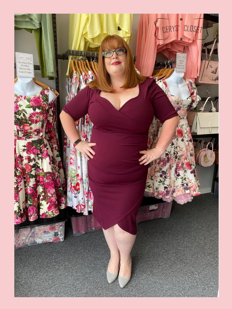 Aubergine Sexy 40s Vintage Inspired Bombshell Sweet Heart Wiggle Bodycon Dress by Cerys' Closet