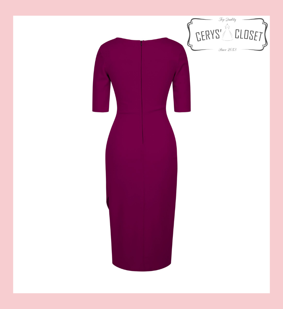 Aubergine Sexy 40s Vintage Inspired Bombshell Sweet Heart Wiggle Bodycon Dress by Cerys' Closet
