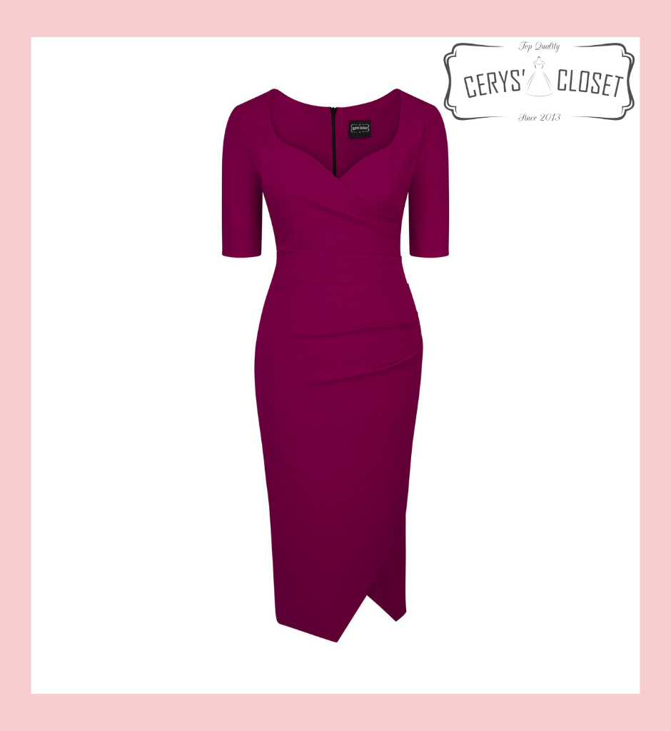 Aubergine Sexy 40s Vintage Inspired Bombshell Sweet Heart Wiggle Bodycon Dress by Cerys' Closet