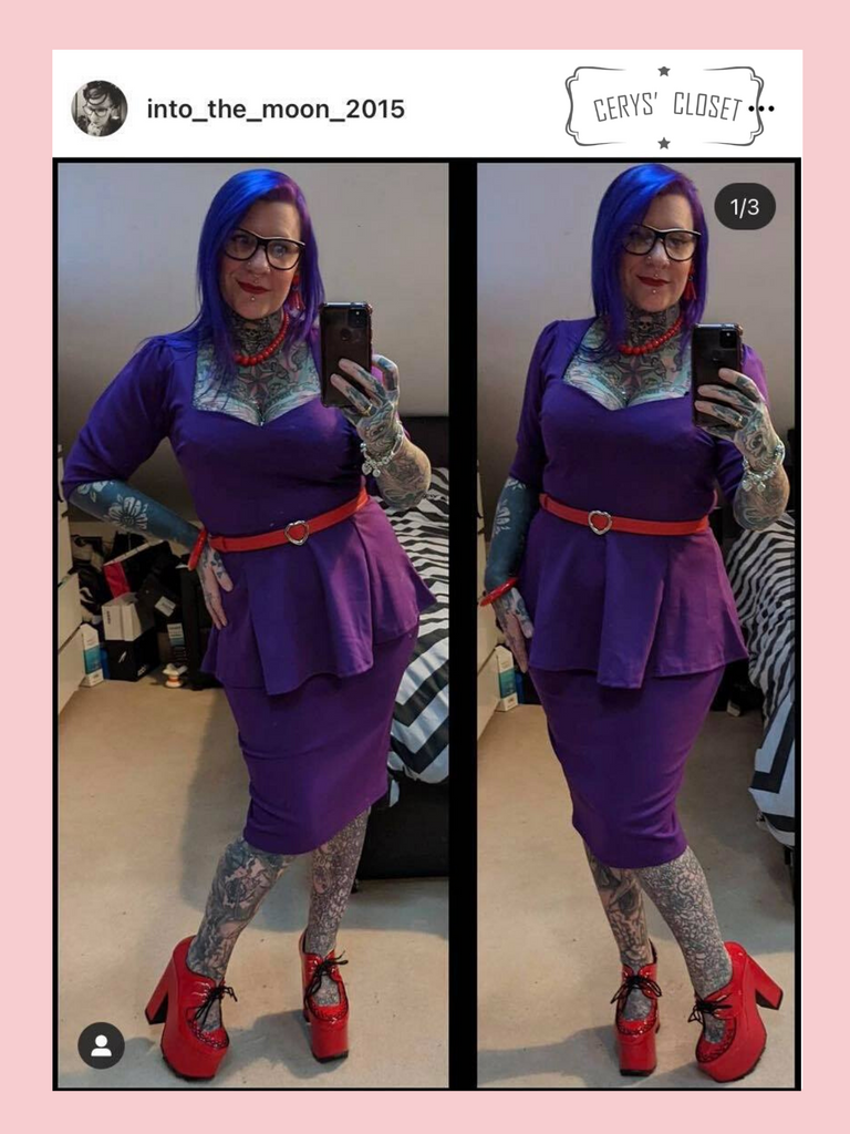 Purple Betty Bang Bang Peplum top and Pencil Skirt Combo by Cerys' Closet
Peplum Top Plus Size fashion
Pencil Skirt
Separates but when worn together they make an amazing dress, 3 looks in 1