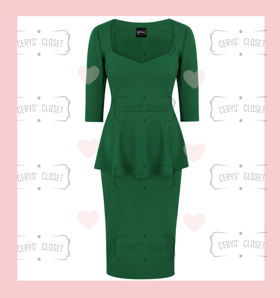 Emerald Green Betty Bang Bang Peplum top and Pencil Skirt Combo by Cerys' Closet.
Peplum Top Plus Size fashion
Pencil Skirt
Separates but when worn together they make an amazing dress, 3 looks in 1