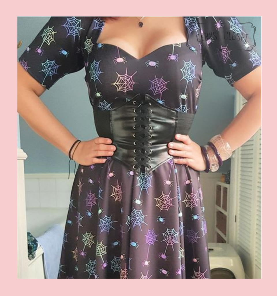 LIMITED EDITION PRINT 50s Vintage Inspired Vera Sweet Heart Swing Dress by Cerys' Closet Pastel Spider and Spiderweb