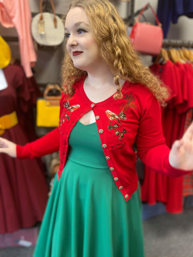 Rockin Robbin Red Christmas Winter Cardigan