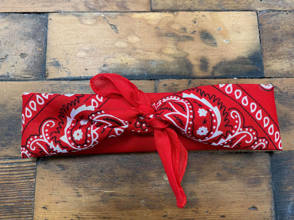 100% Cotton Red paisley cotton bandana hair scarf