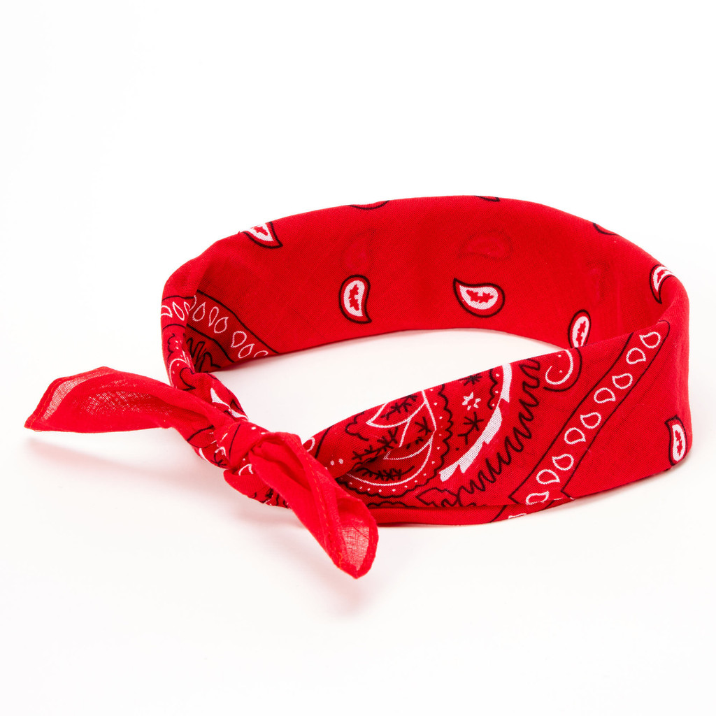 100% Cotton Red paisley cotton bandana hair scarf