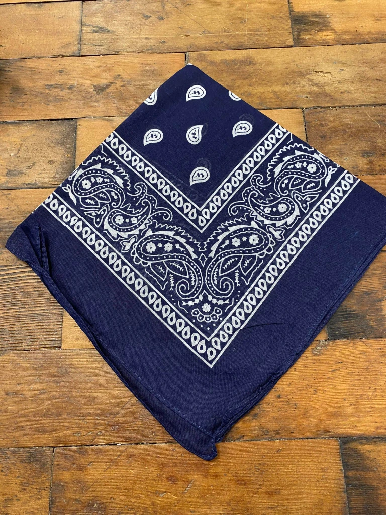 Navy paisley cotton bandana hair scarf