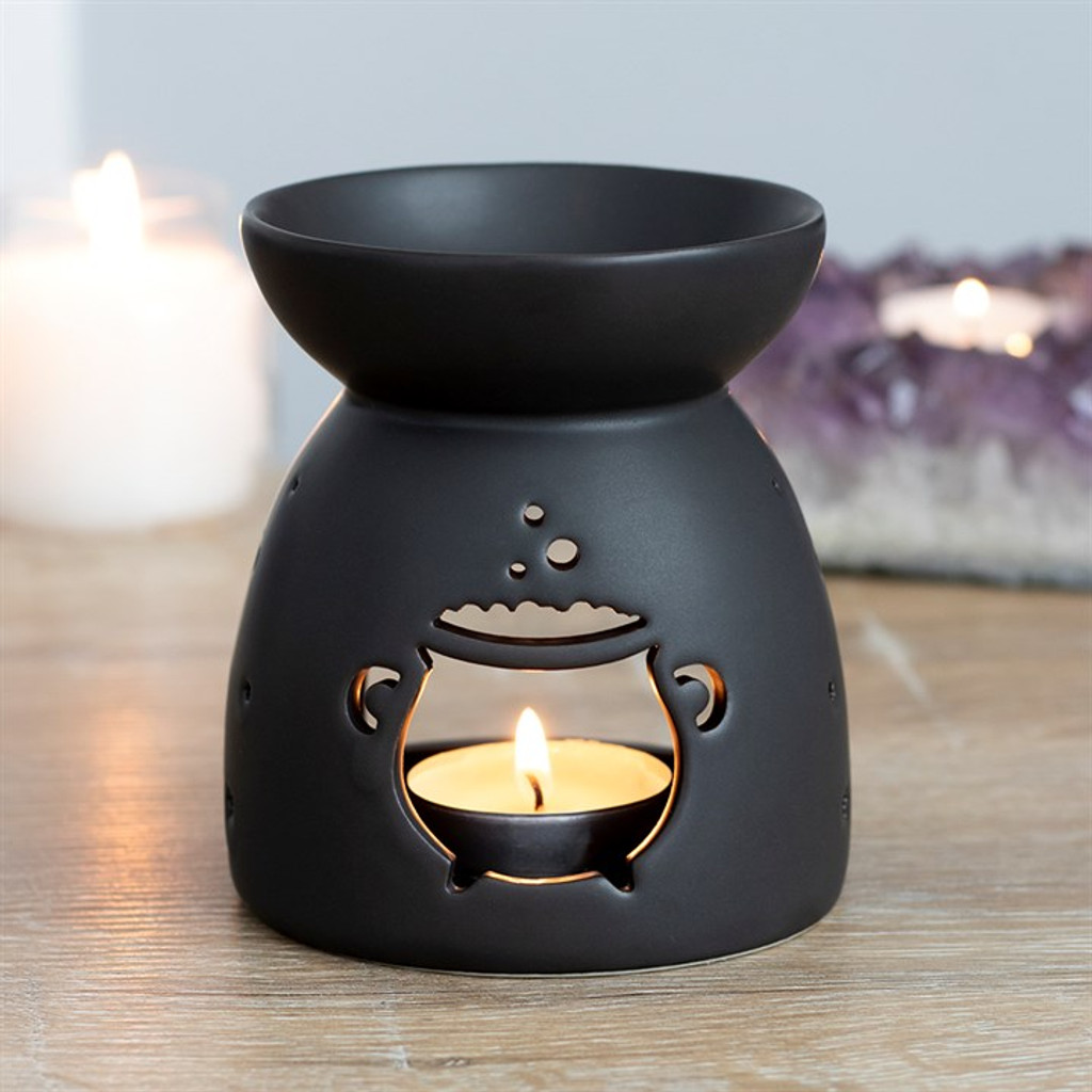 Matt Black Cauldron Cut Out Ceramic Oil Burner