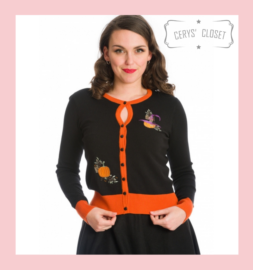 PUMPKIN SPICE & ALL THINGS NICE ORANGE AND BLACK EMBROIDERED CARDIGAN