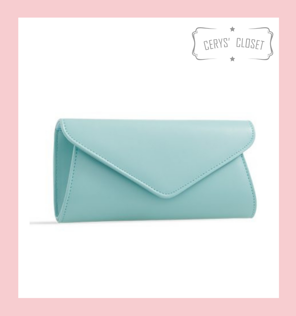 Faux Leather Envelope Clutch Bag with Chain Shoulder Strap - Lemon