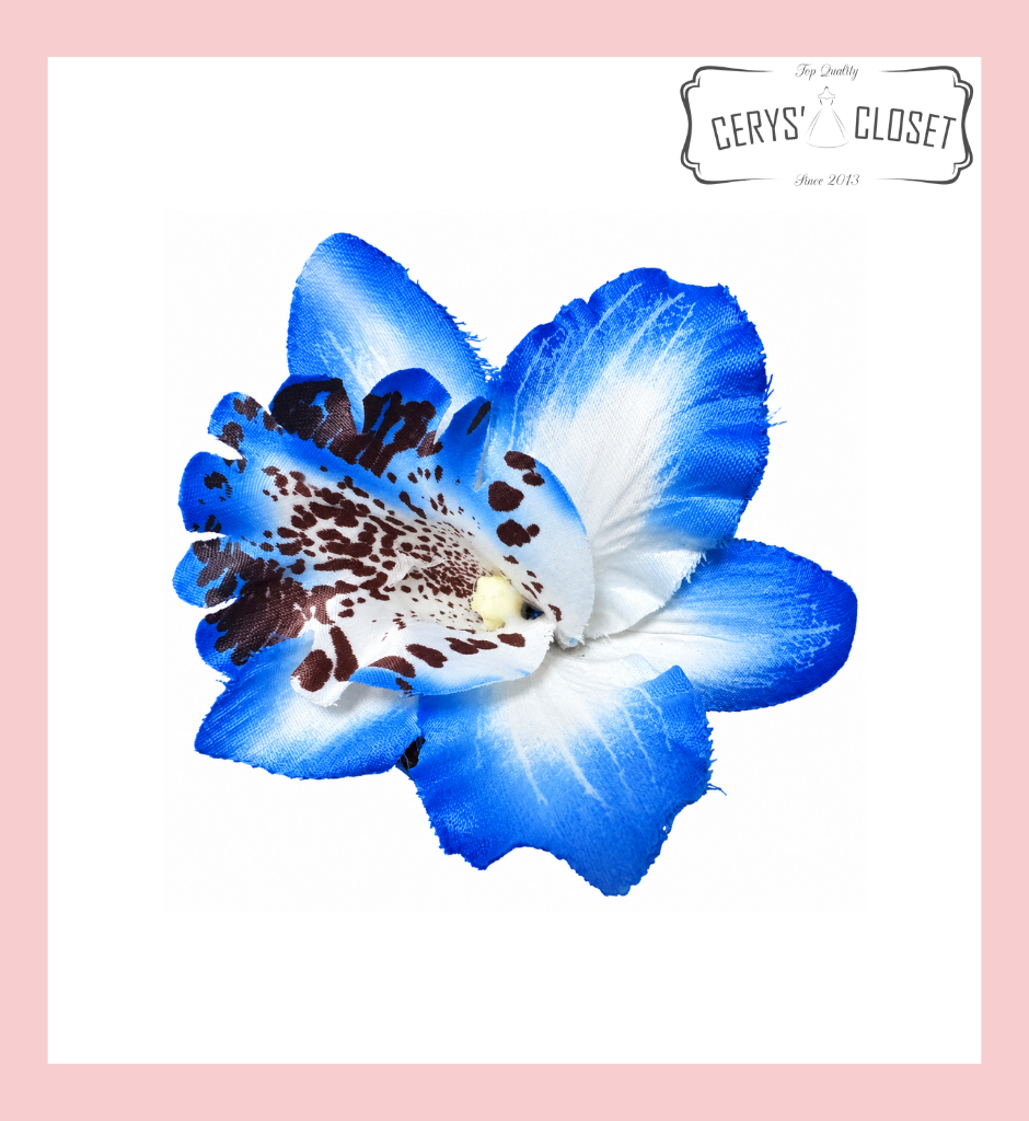 Blue single lily vintage hair flower clip