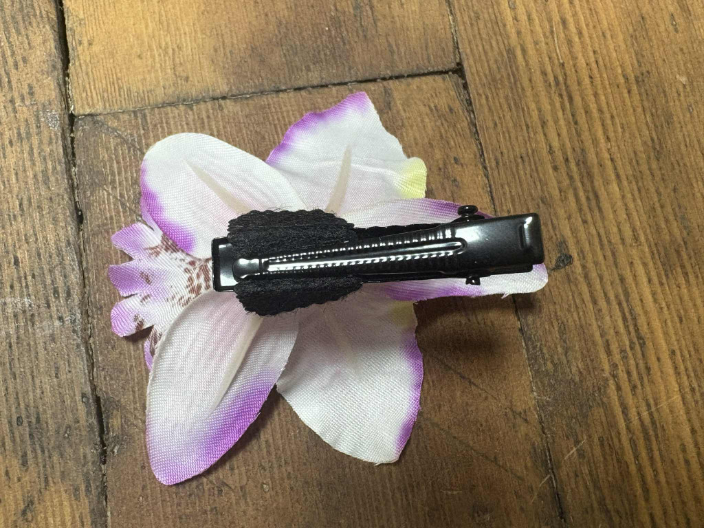 White and purple single lily vintage hair flower clip