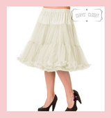 50s Vintage Supersoft Rock n Roll Rockabilly Petticoat Skirt 26" With Petticoat Bag Ivory