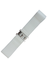 50S VINTAGE INSPIRED ELASTICATED WASPIE BELT WHITE BANNED APPAREL AT CERYS' CLOSET