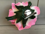 back view of hair flower and brooch clip