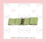 50S VINTAGE INSPIRED ELASTICATED WASPIE BELT Green BANNED APPAREL AT CERYS' CLOSET