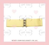 50S VINTAGE INSPIRED ELASTICATED WASPIE BELT LEMON YELLOW BANNED APPAREL AT CERYS' CLOSET