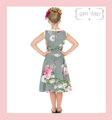 Hearts and Roses London GREEN AND PINK FLORAL CHILDRENS 50S VINTAGE INSPIRED SWING DRESS - ALISHA at Cerys' Closet