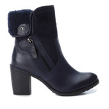 Refresh Black High Heel Ankle Boots With Faux Zip and Wool Lining