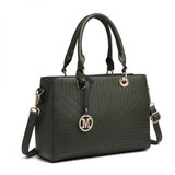 Faux Leather Chevron Quilted Handbag - Green