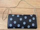 Green Eyed Cat Clutch Bag with Internal Phone Pocket, Detachable Shoulder Chain and Wristlet Strap 