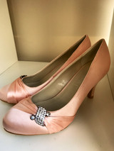 Pretty Champagne and Diamante Court Shoes 