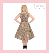Leopard Print Audrey 50s Vintage Inspired Swing Dress with Belted Waist - Leona