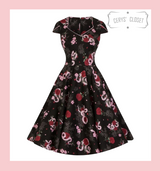 Hell Bunny Red Rose and Pink Python 50s Vintage Inspired Swing Dress