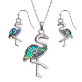 Flamingo Necklace and Earring Set Paua Abalone Shell