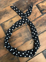 Black and white polka dot wired hairband