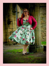 Hell Bunny Tahiti Mint Tropical Floral 50s Vintage Inspired Swing Dress at Cerys' Closet