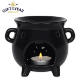 Black Cauldron Shaped Oil Burner with Star Cut Outsr