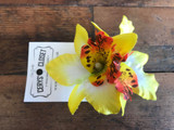 Sunshine yellow double lily vintage hair flower clip
