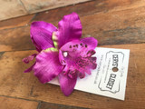 Purple double lily hair flower with crocodile clip