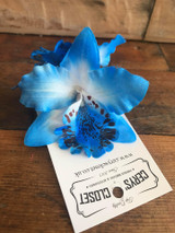 Blue double lily vintage , rockabilly hair flower clip