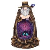 Backflow Incense Burner - Wizard with LED Colour Changing LED Light and Crystal Cave