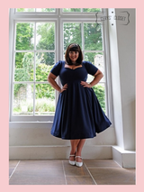 Navy Vera 50s vintage inspired sweetheart swing dress by Cerys' Closet