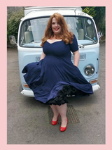 Navy Vera 50s vintage inspired sweetheart swing dress by Cerys' Closet