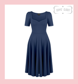 Navy Vera 50s vintage inspired sweetheart swing dress by Cerys' Closet