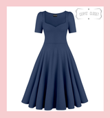 Navy Vera 50s vintage inspired sweetheart swing dress by Cerys' Closet
